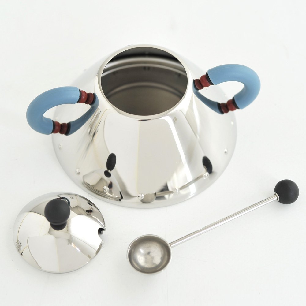 Alessi 9097 zuccheriera azzurra acciaio con cucchiaino
