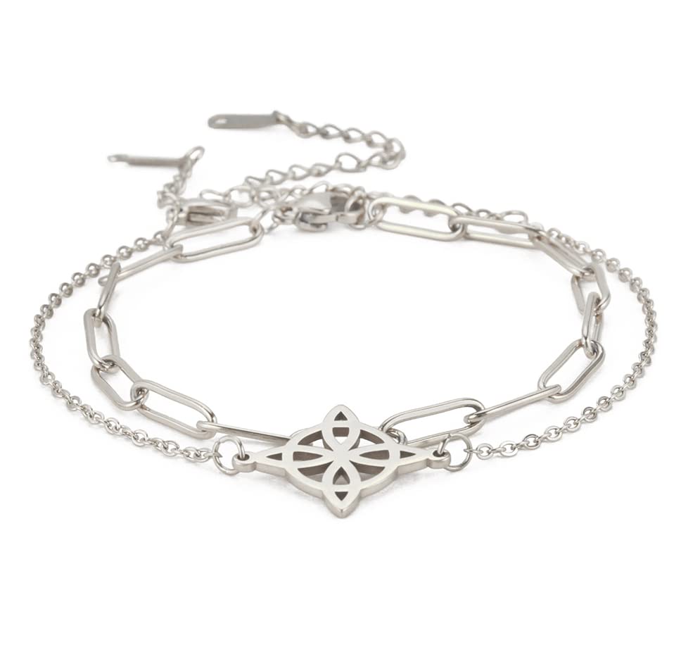 EUEAVAN Bracelets bracciale nodo strega acciaio taglia unica
