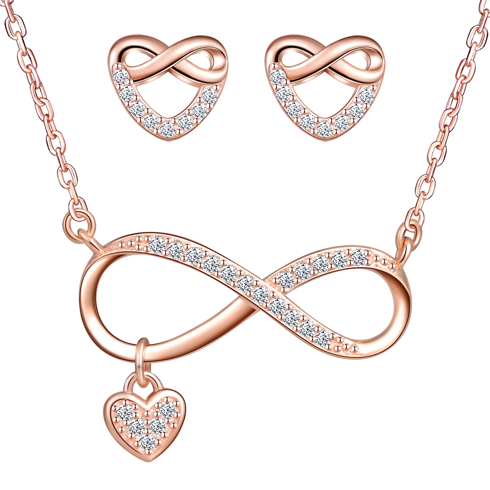 INFINIONLY Fashion Necklaces parure collana argento 925 cuore A-silver