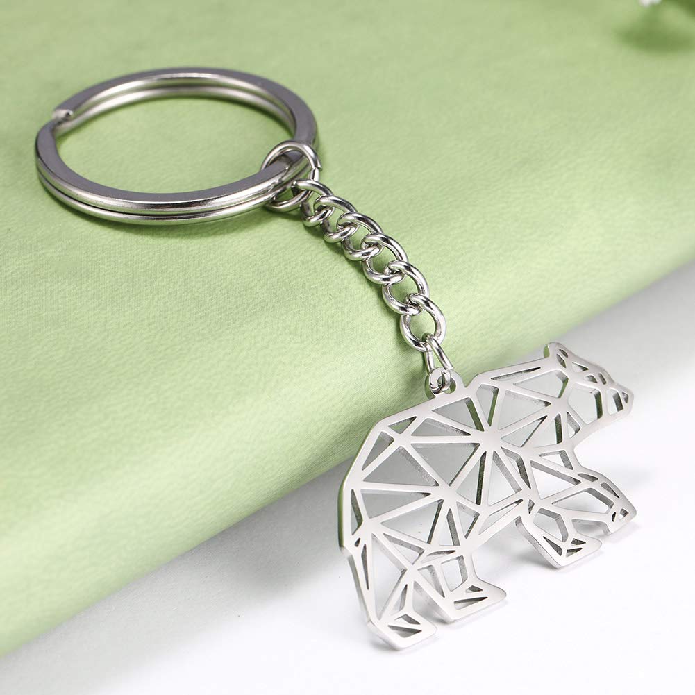 EUEAVAN Keyrings portachiavi orso acciaio inox