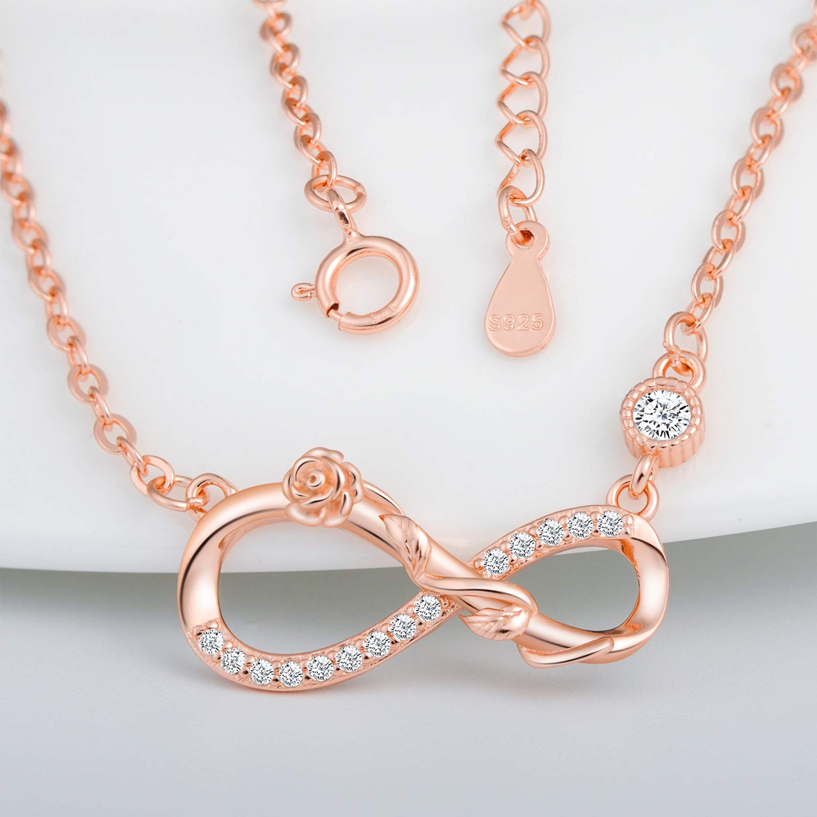 Infinionly Fashion collana oro rosa argento 925 infinito zirconi
