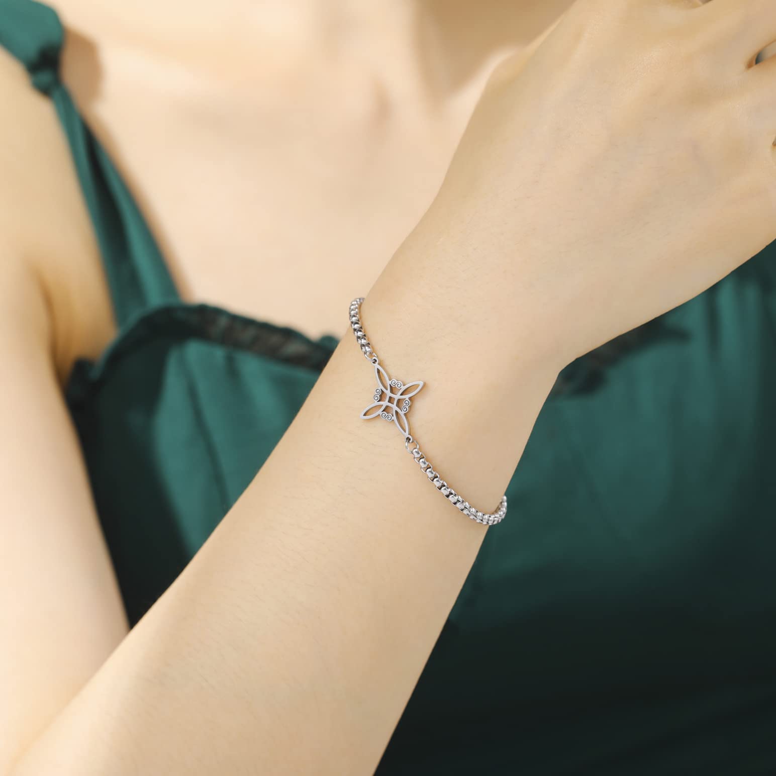 Eueavan Bracelets bracciale nodo celtico argento1 regalo donna