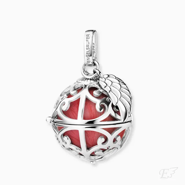 Engelsrufer Ciondolo Ala Argento 925 con Sfera Rossa M