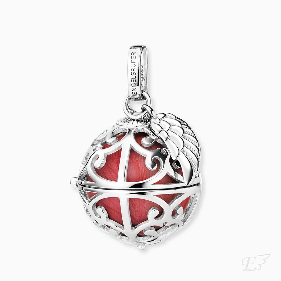 Engelsrufer Ciondolo Ala Argento 925 con Sfera Rossa M