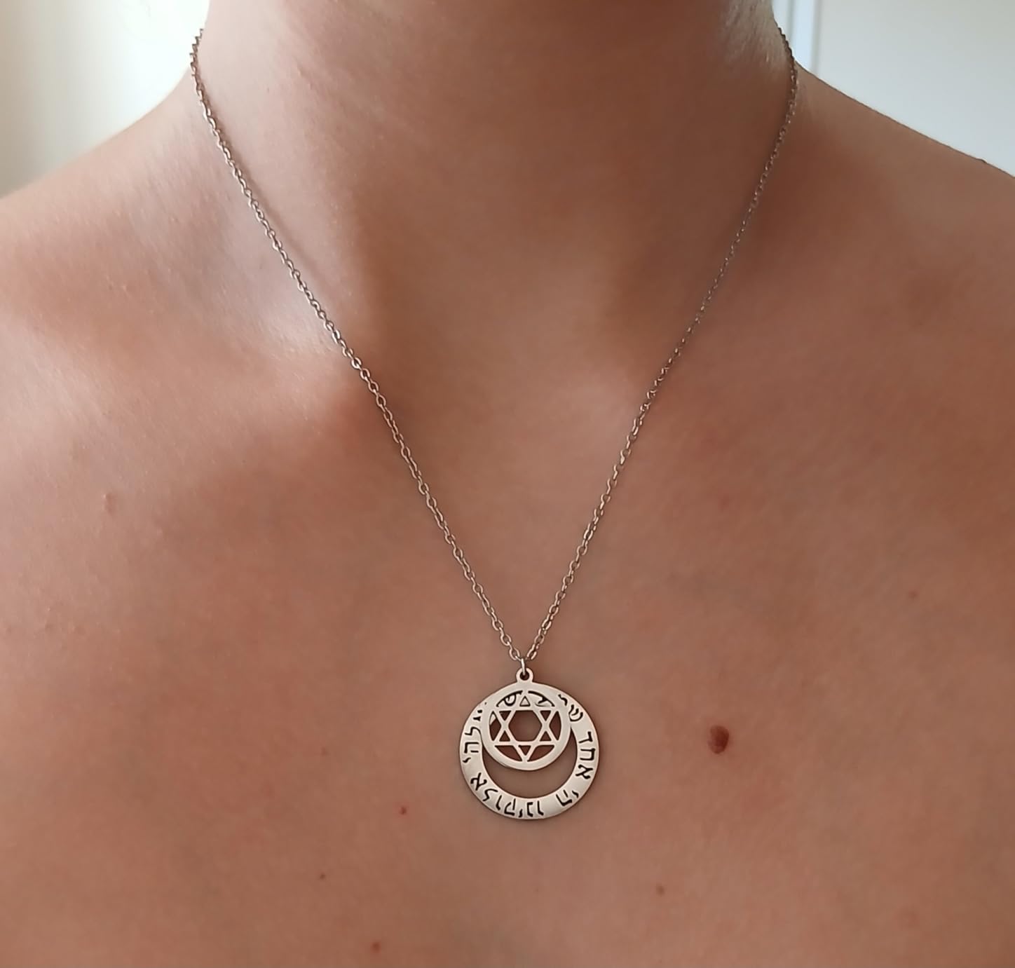 EUEAVAN Necklaces B-Hebrew collana stella di Davide shema
