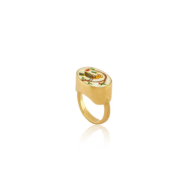Le Sibille Anelli Sparrow Anello oro micromosaico