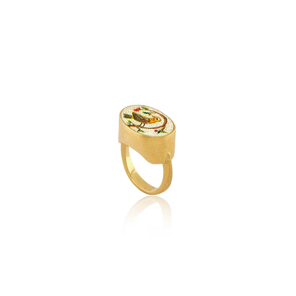 Le Sibille Anelli Sparrow Anello oro micromosaico