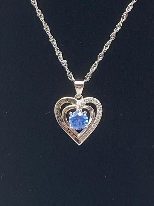 INFINIONLY Fashion collana cuore azzurro argento 925 45cm