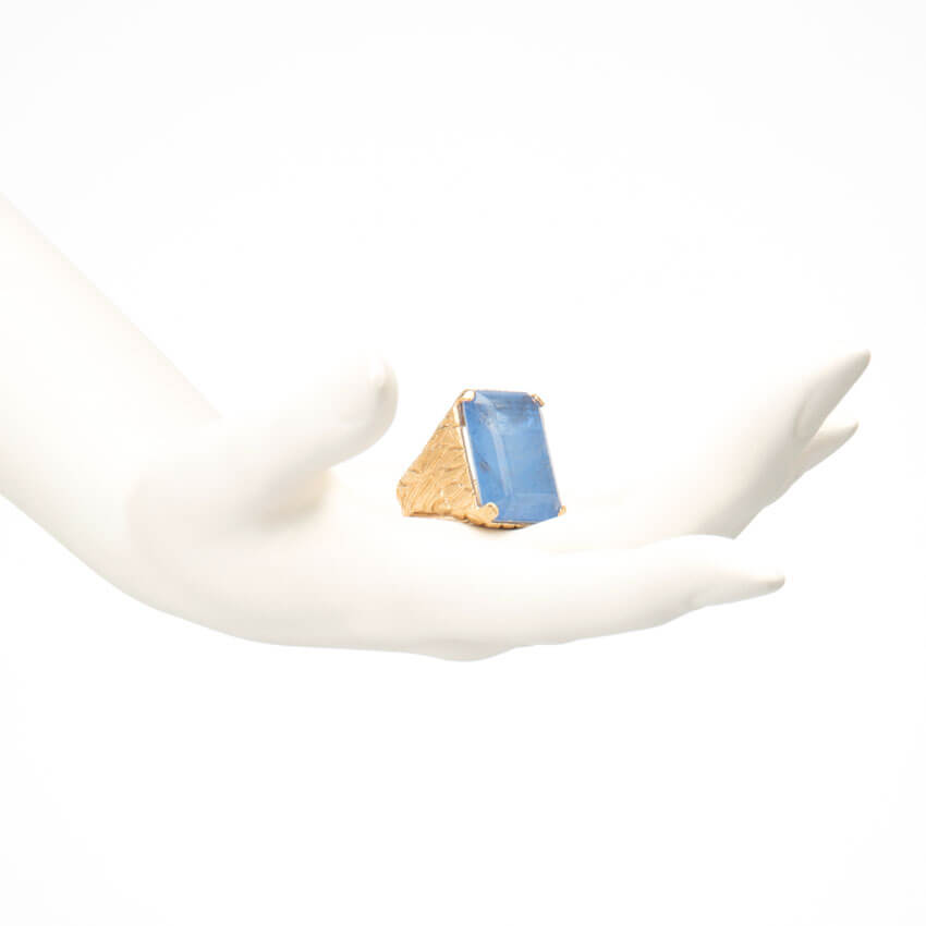 Chic Ad Hoc Anelli argento quarzo blu rettangolare