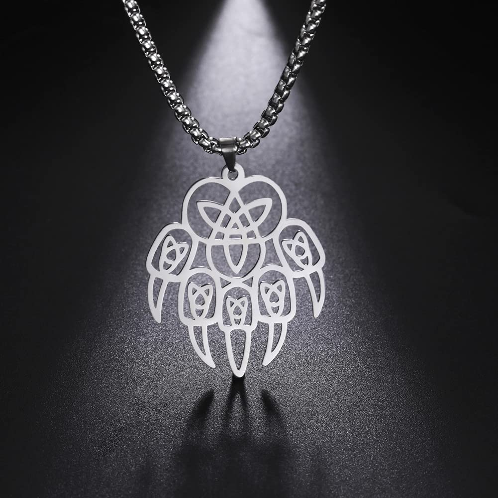 EUEAVAN Necklaces collana artiglio orso acciaio argento 60 cm
