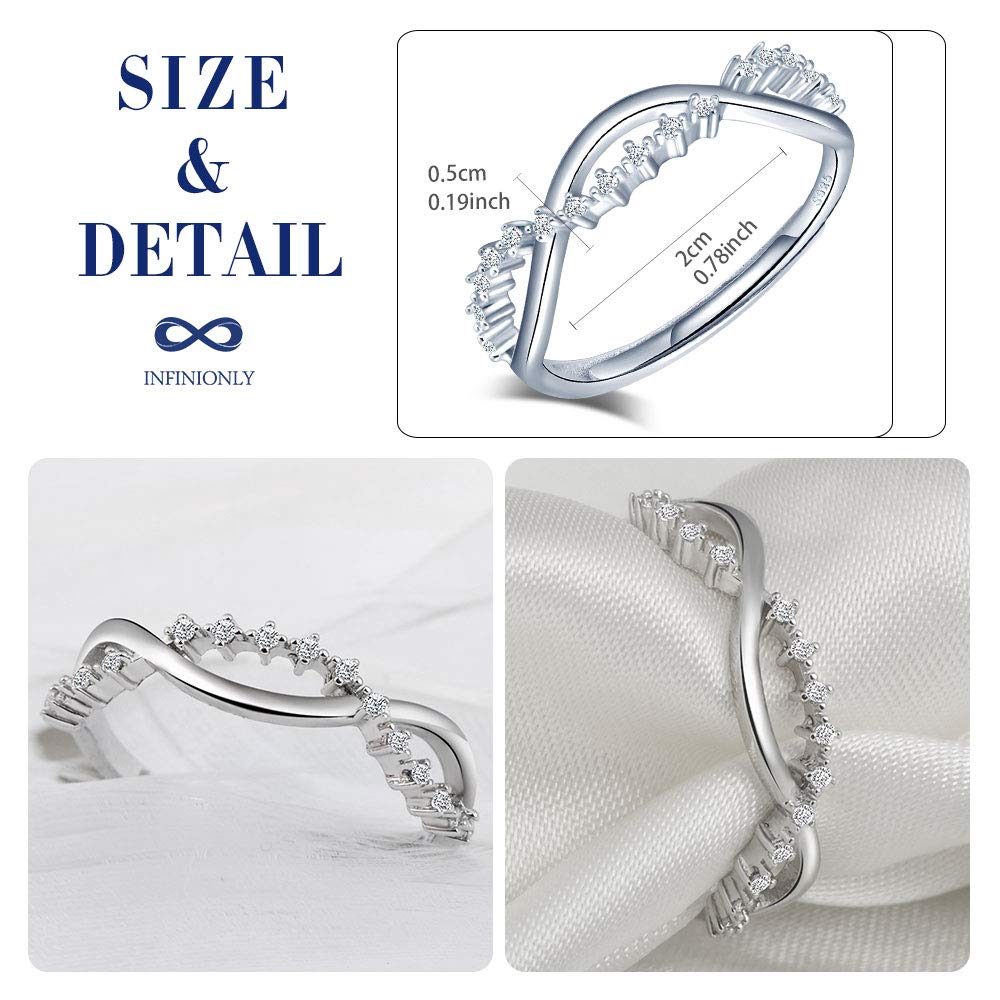 INFINIONLY Fashion Rings anello aperto infinito argento 925 zirconi