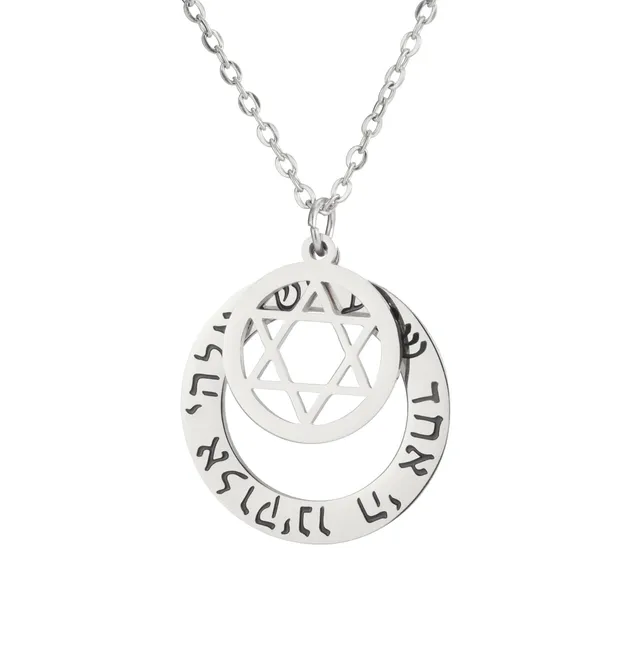 EUEAVAN Necklaces B-Hebrew collana stella di Davide shema