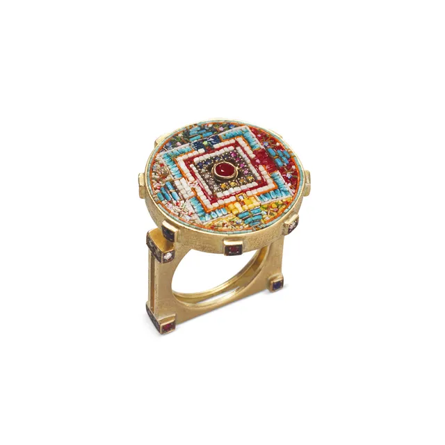 Le Sibille Mandala Dream anello oro rubini diamanti zaffiri