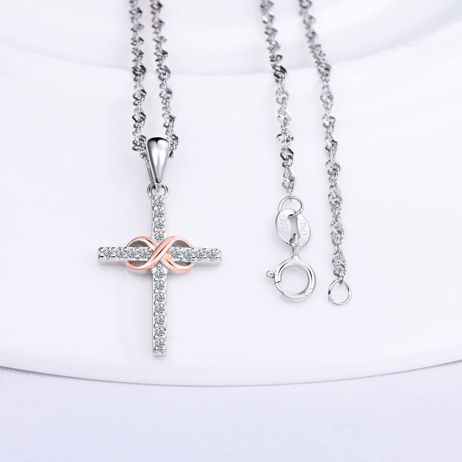 INFINIONLY collana croce infinito bicolore argento B-collane