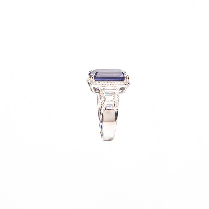 Chic Ad Hoc Anello argento zircone zaffiro taglio smeraldo