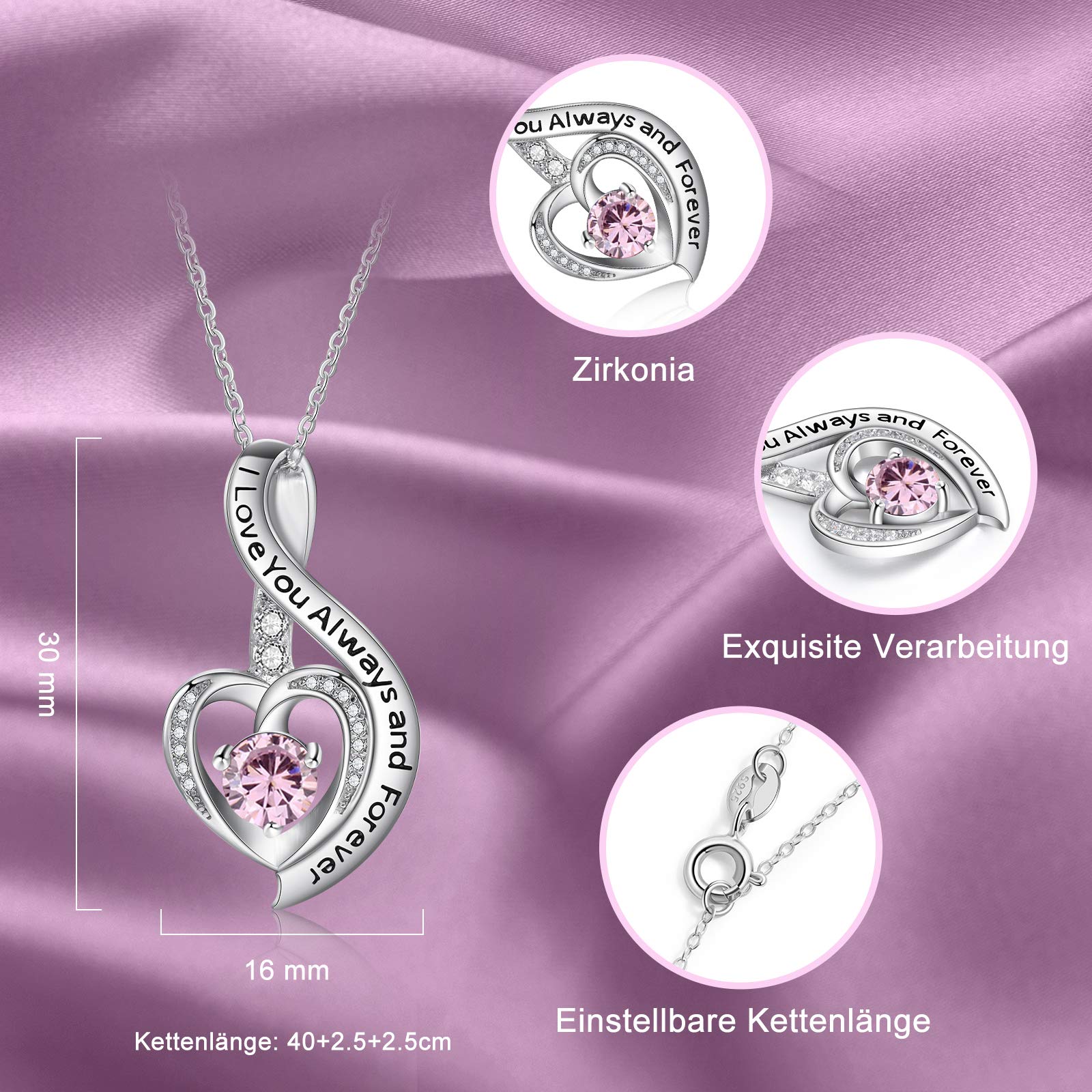 Jessemade Gioielli Collana cuore argento 925 mamma