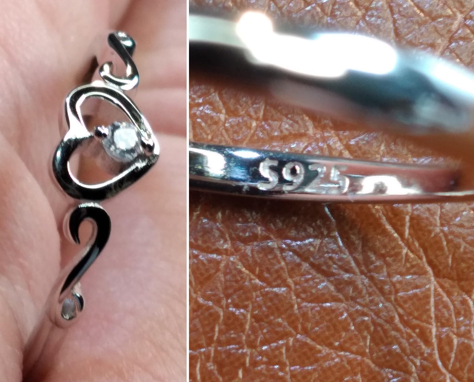 Infinionly Fashion anello argento 925 cuore regolabile zirconi