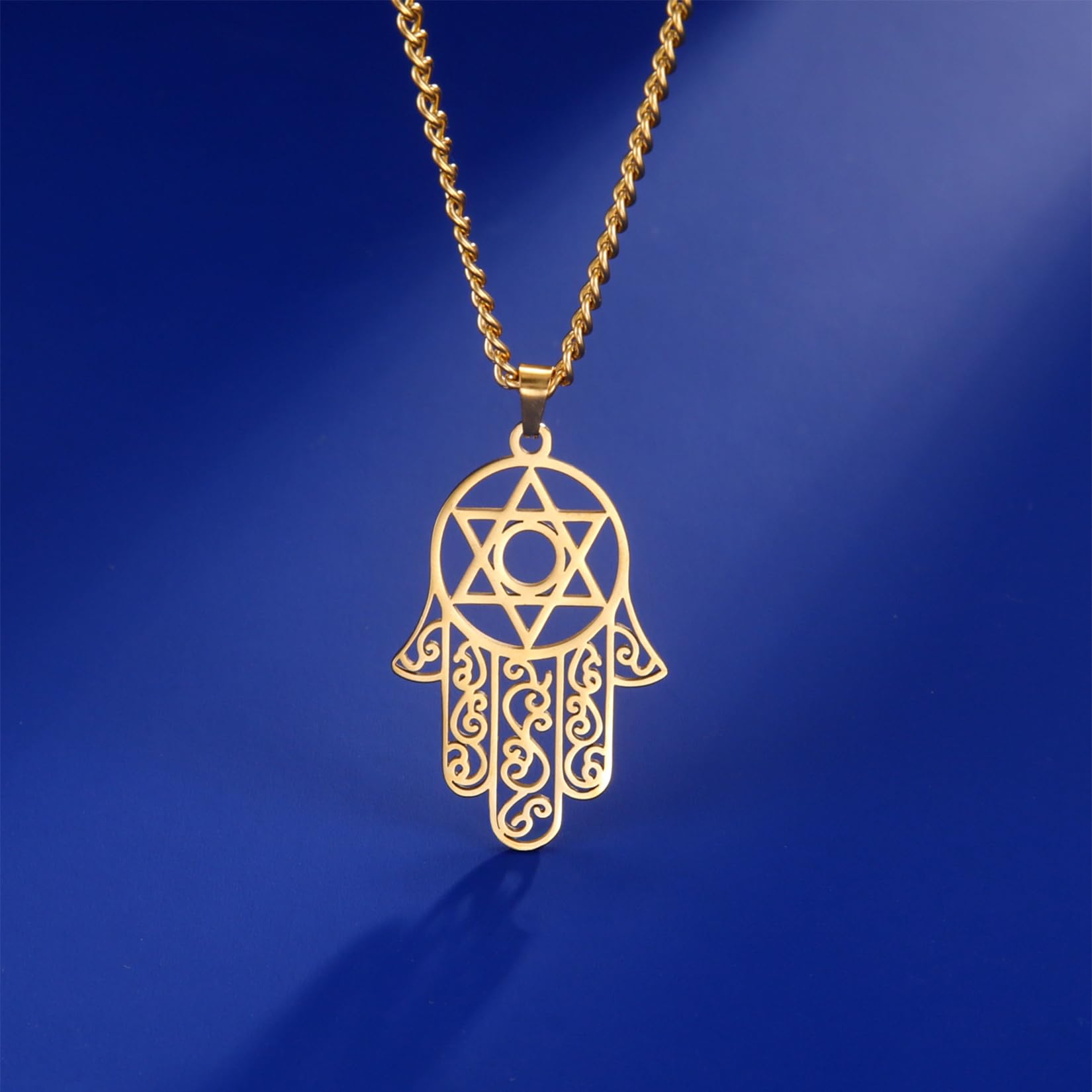 EUEAVAN Hamsa Mano di Fatima Collana Oro Stella di Davide Protezione