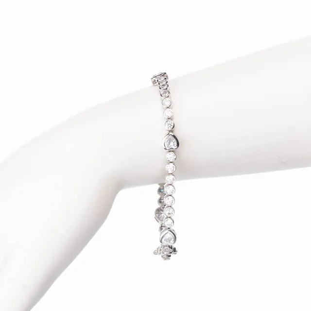Chic Ad Hoc Bracciale tennis cuori argento zirconi