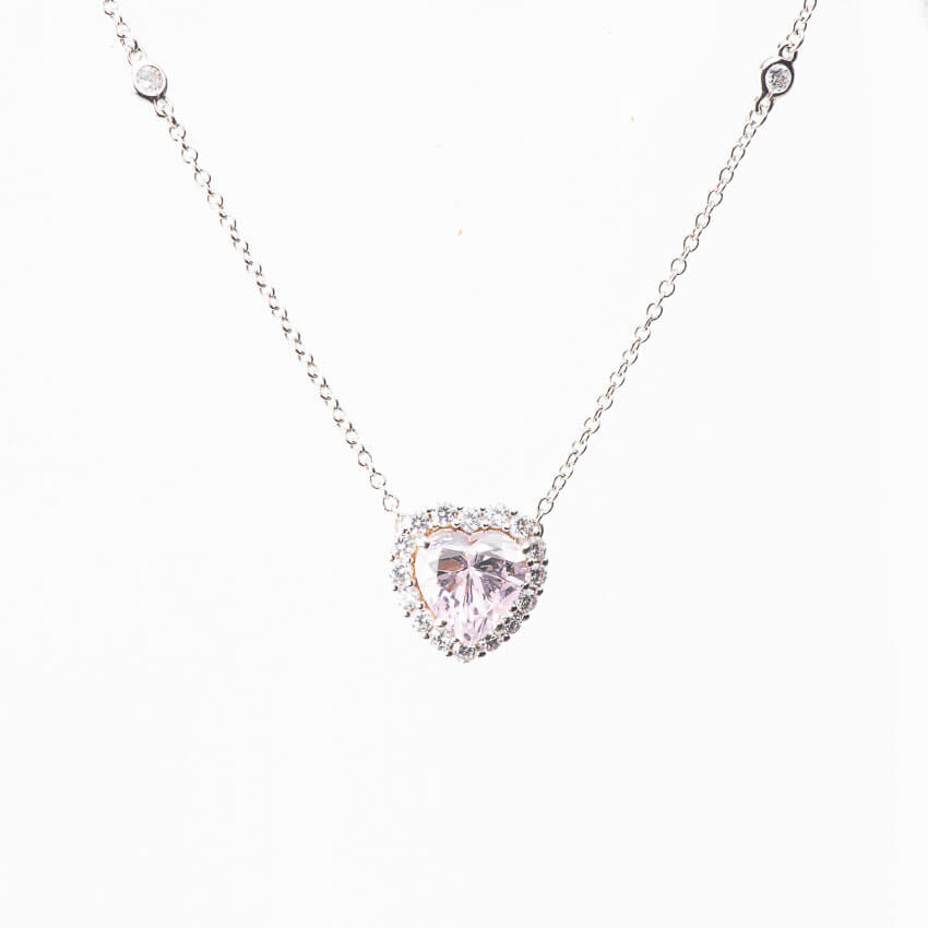 Chic Ad Hoc Collane girocollo argento zirconi cuore rosa