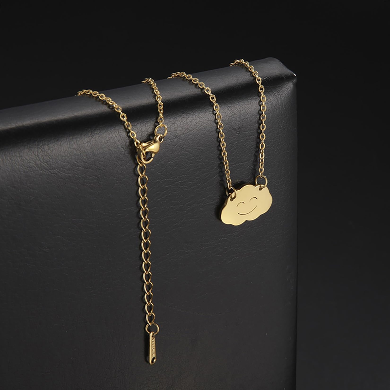 EUEAVAN Necklaces collana nuvola smiley acciaio minimal