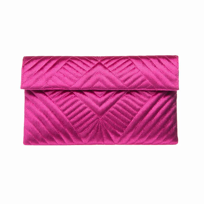 Chic Ad Hoc Pochette velluto trapuntato fuxia clutch