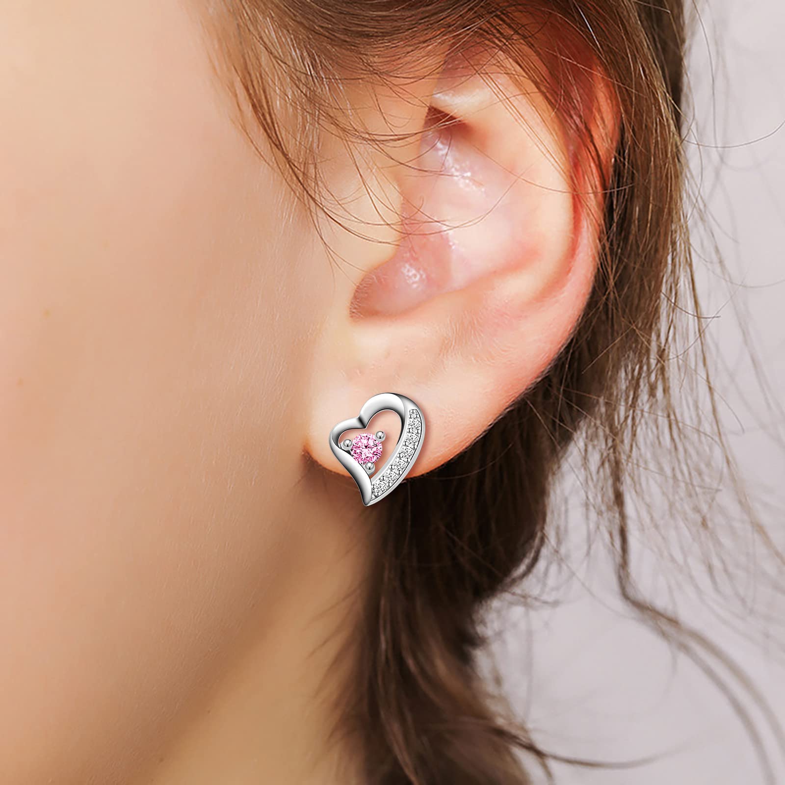INFINIONLY Fashion orecchini cuore rosa argento 925