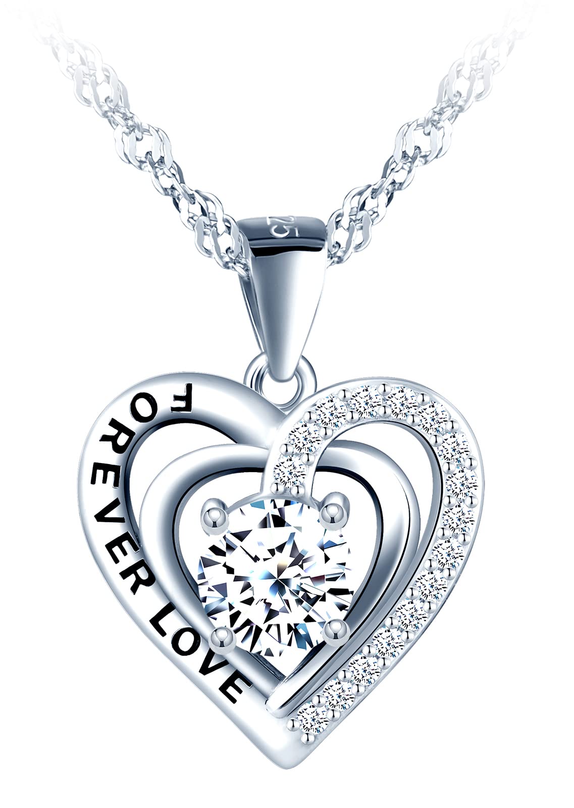 INFINIONLY Fashion Parure Cuore Forever Love 45 cm Bianco