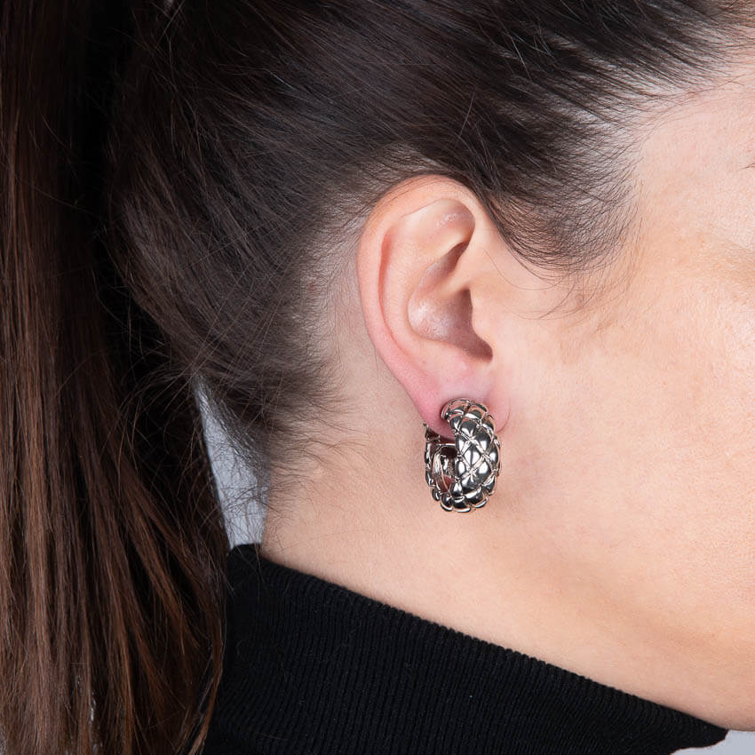 Chic Ad Hoc Orecchini Clip Cerchio Argento Matelasse
