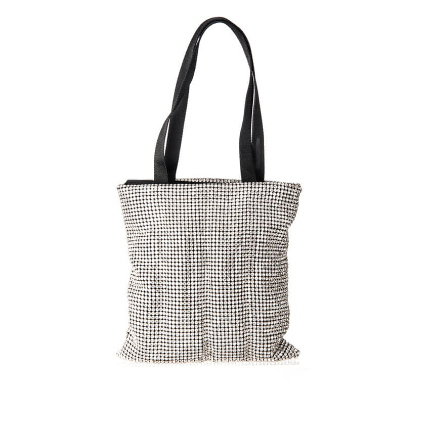 Chic Ad Hoc Pochette maglia cristalli argento shopper L