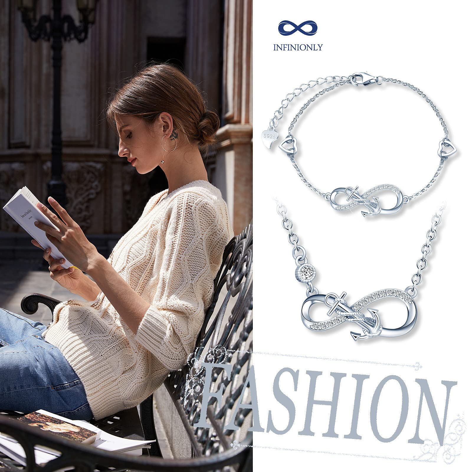 Infinionly Parure Set Gioielli Infinito Ancora B Argento