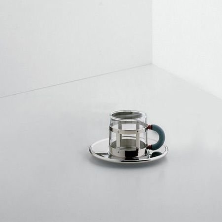 ALESSI DOMENICO Tavola mug acciaio vetro azzurro 35cl