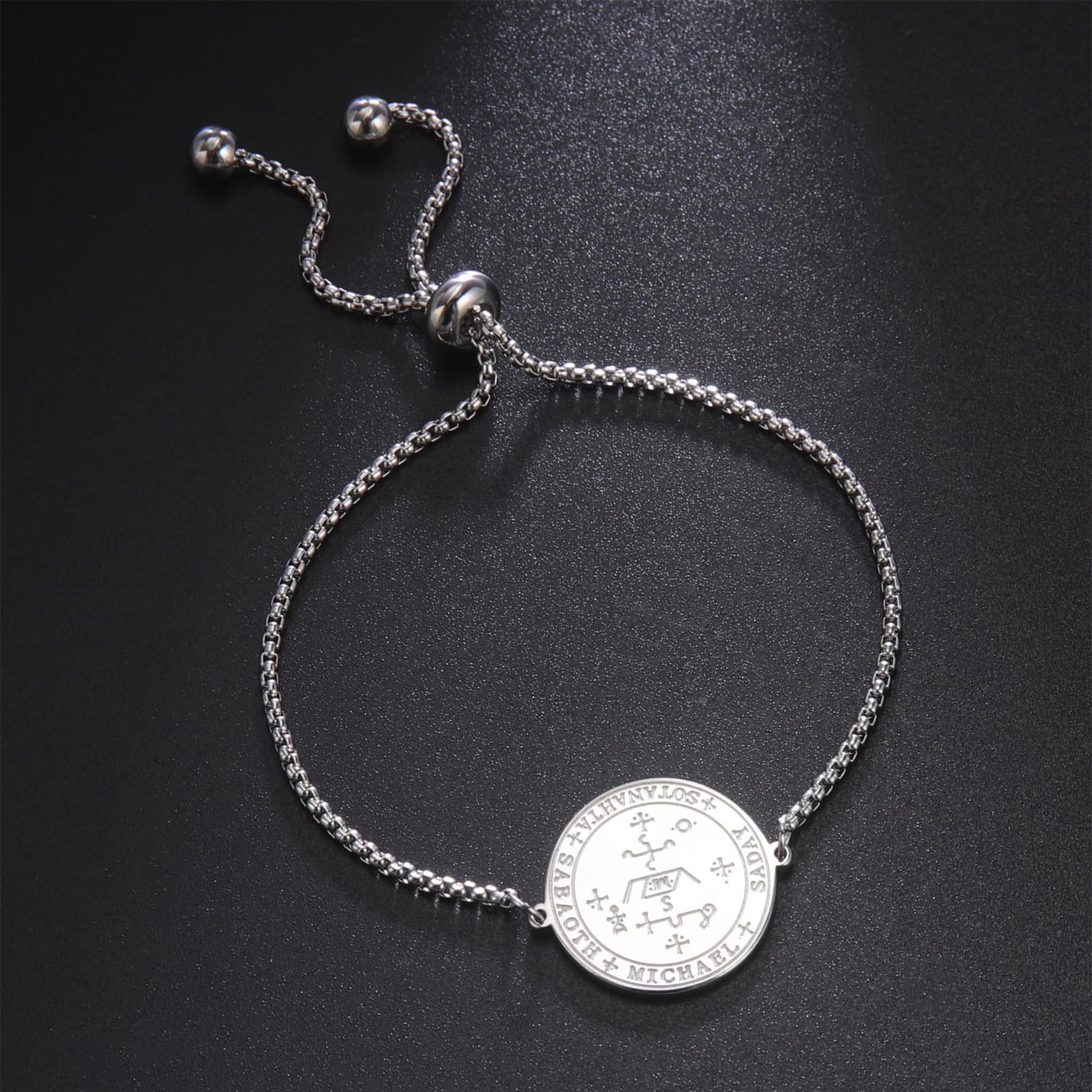 EUEAVAN Bracciale 7 Arcangelo Michael Argento Acciaio