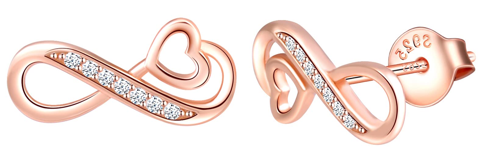 INFINIONLY Collana infinito cuore argento 925 oro rosa