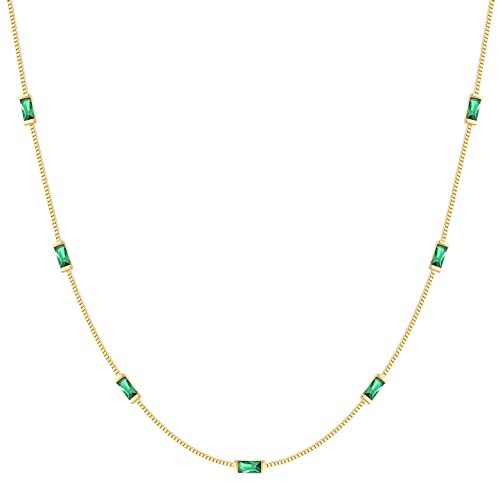 Louisa Secret Necklaces Collana Zirconi Baguette Argento Oro 14k