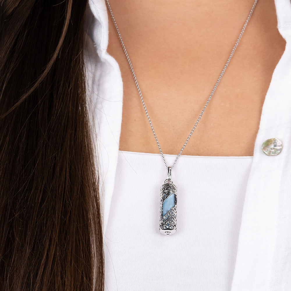 Engelsrufer Powerful Stone collana agata blu argento M