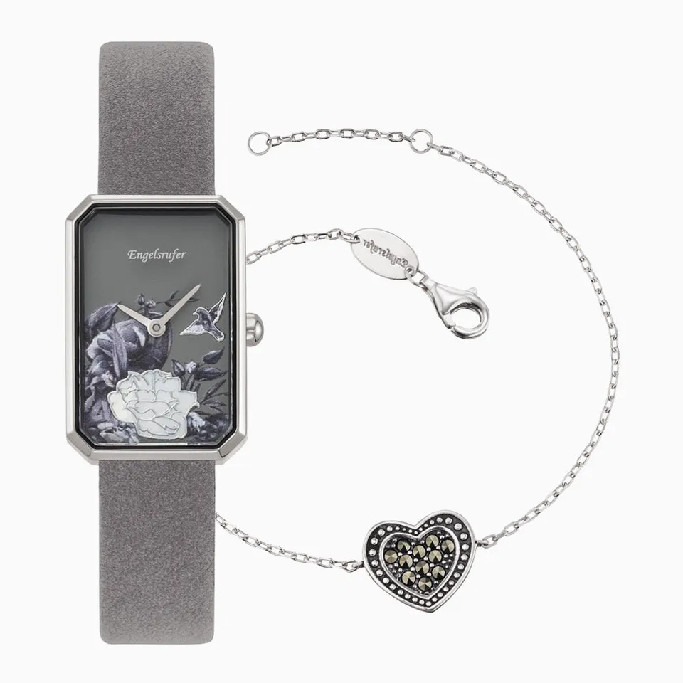 Engelsrufer Set Orologio Fiore + Bracciale Cuore Marcasite