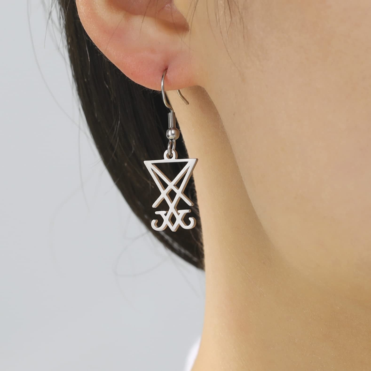 EUEAVAN Earrings Orecchini Lucifero Argento Acciaio