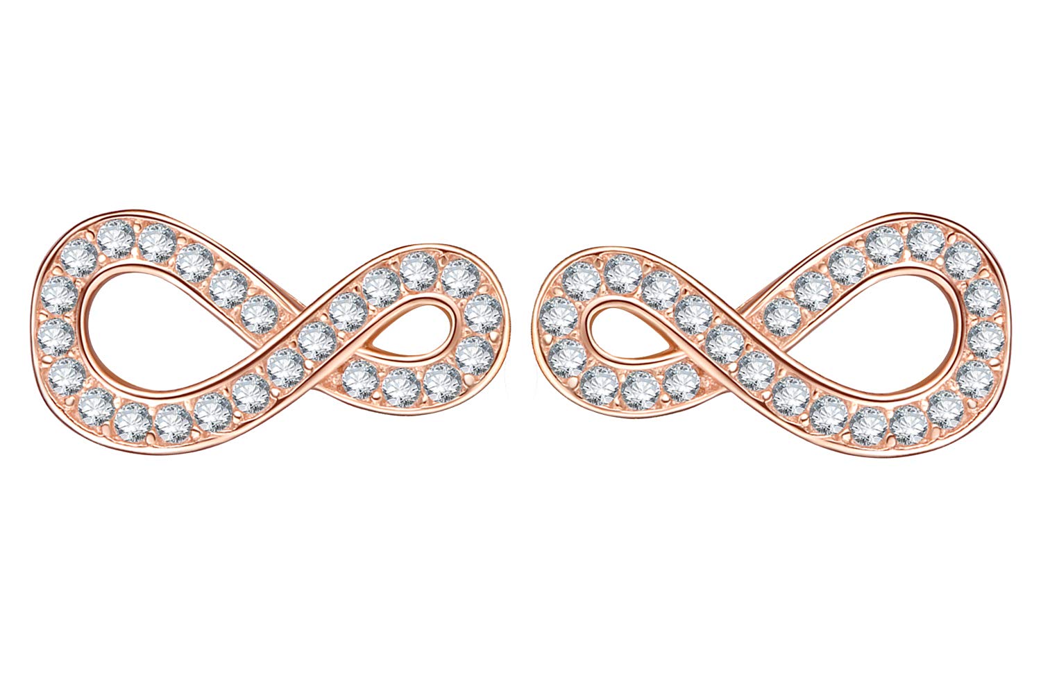 INFINIONLY Fashion Earrings orecchini infinito oro rosa zirconi