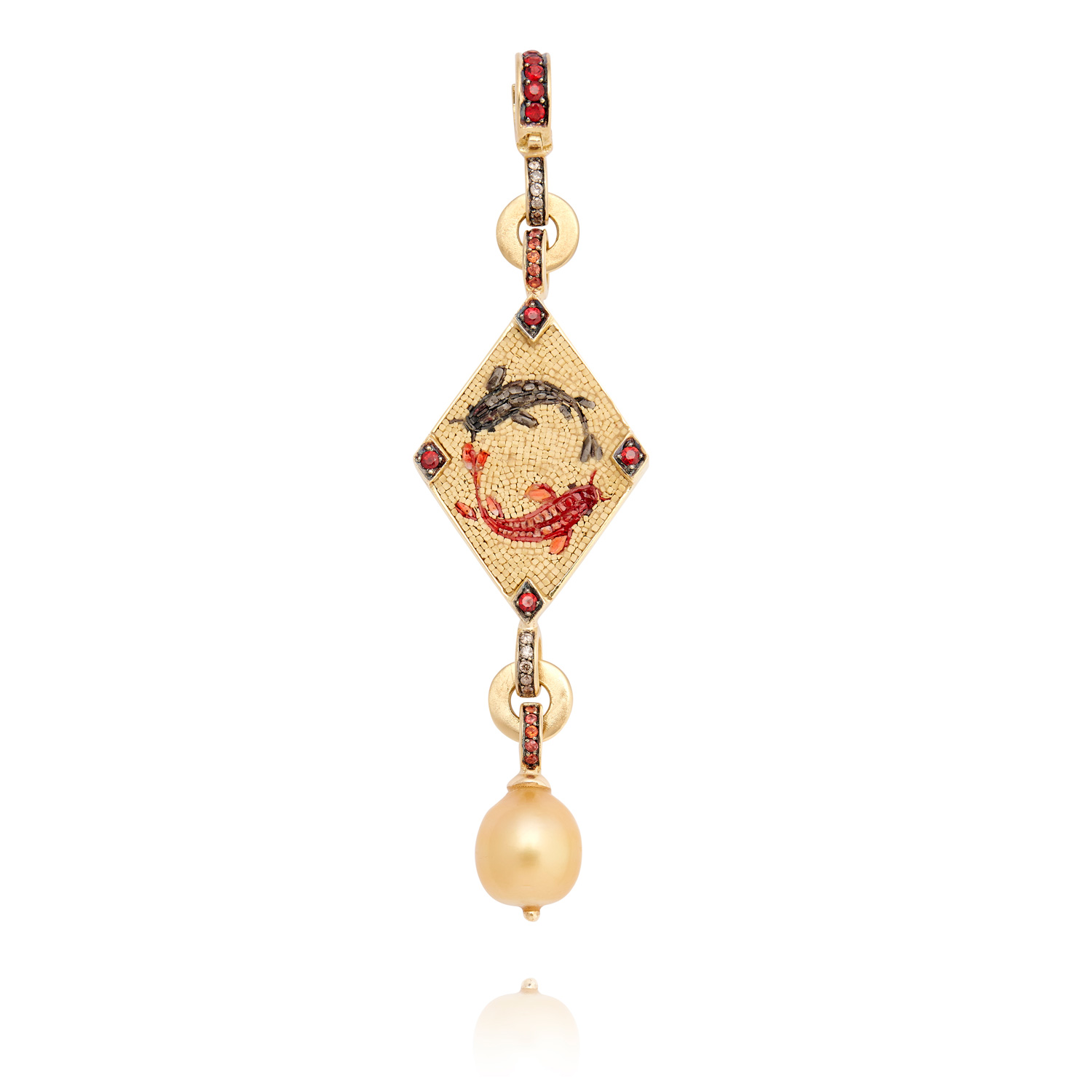 Le Sibille Koi pendente oro diamanti zaffiri perla