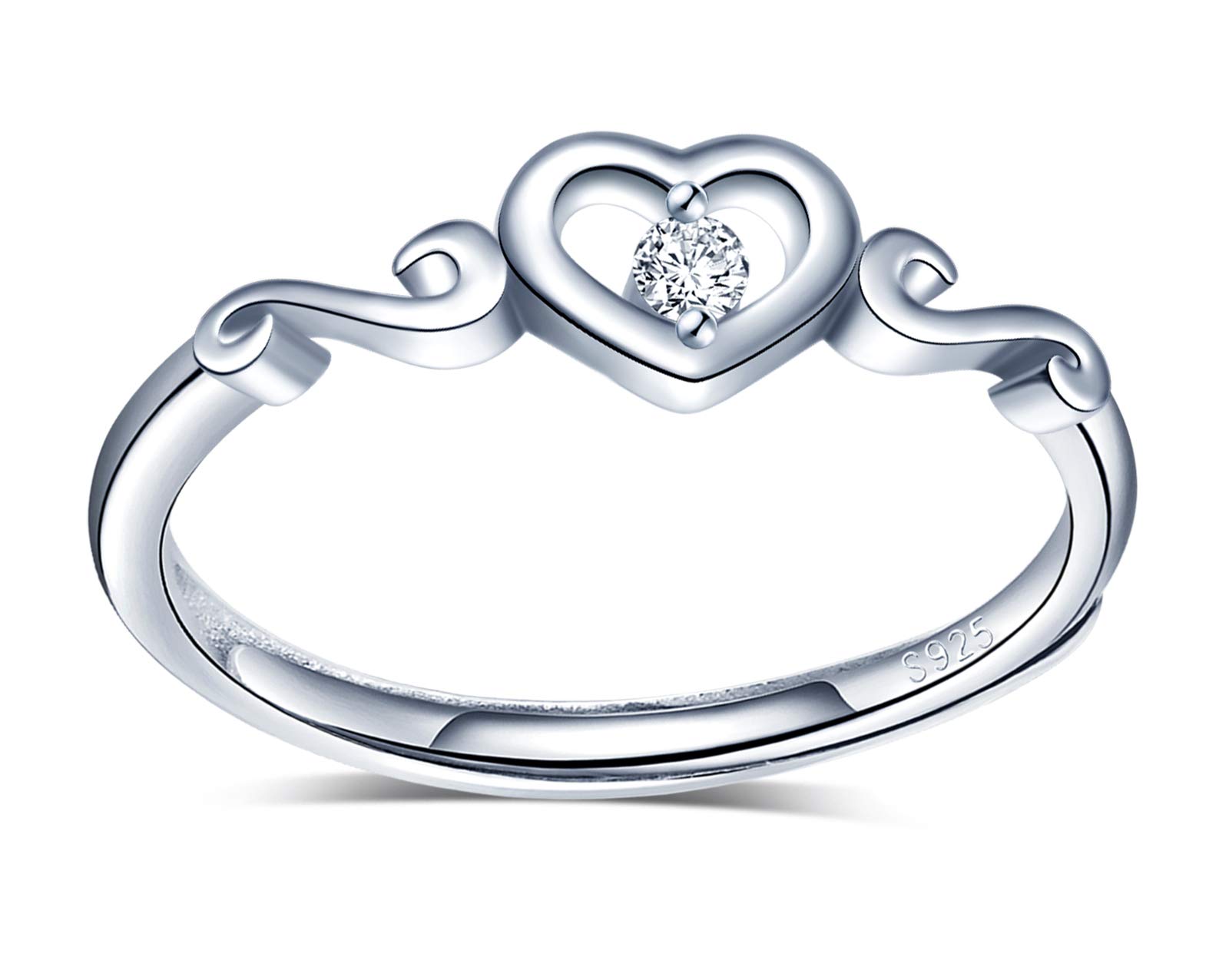 Infinionly Fashion anello argento 925 cuore regolabile zirconi