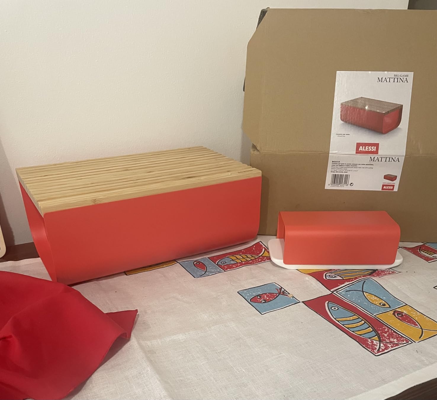 ALESSI DOMENICO Mattina BG03 R Cassetta pane rosso bambù