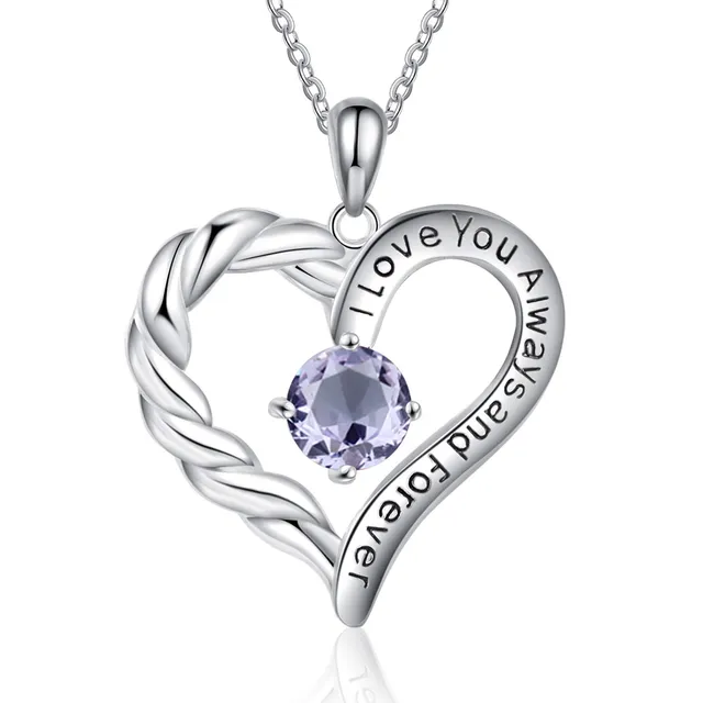 Jessemade Gioielli Collana Cuore Argento 925 con Pietra Mese Mamma
