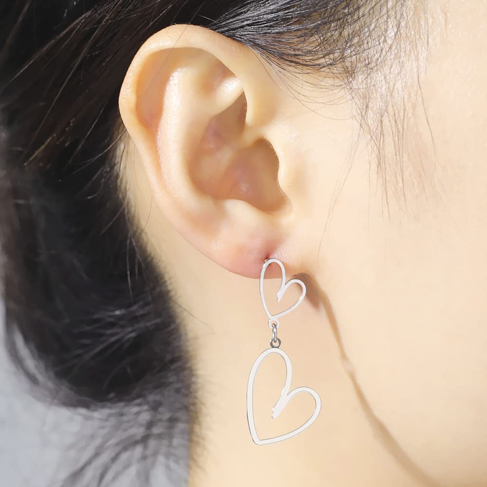 EUEAVAN Earrings orecchini cuore asimmetrici argento