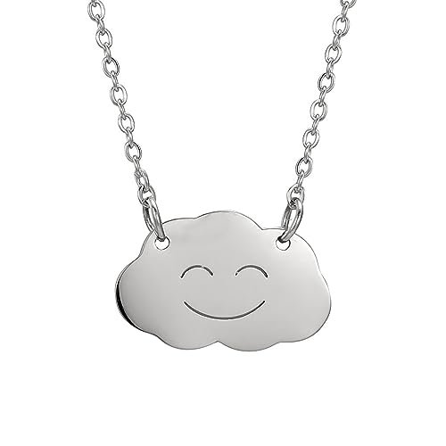 EUEAVAN Necklaces Collana nuvola smiley acciaio