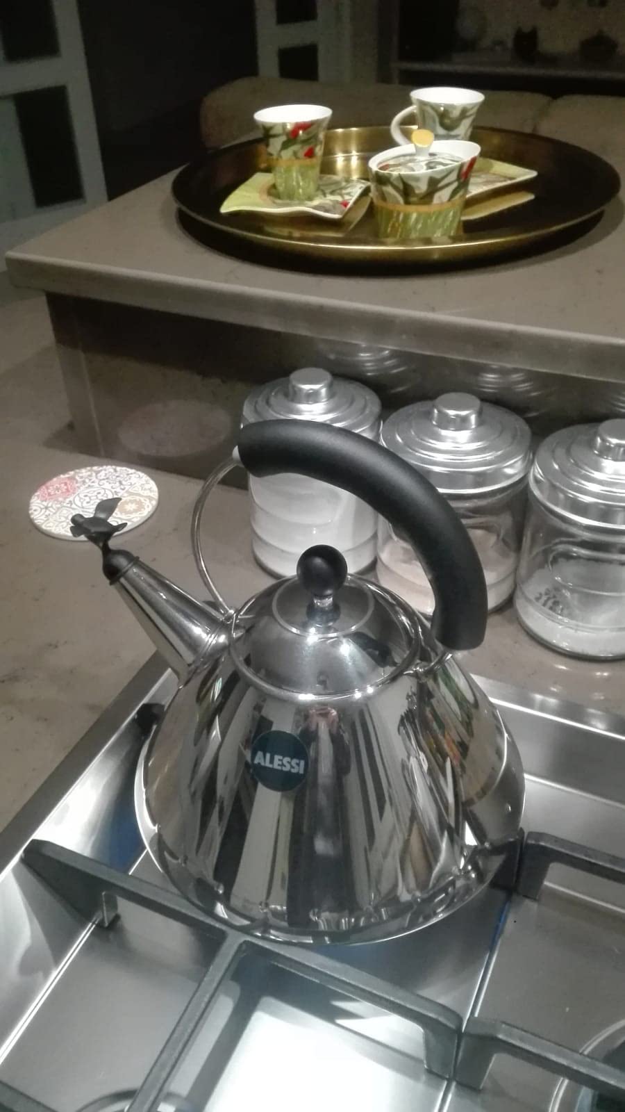 Alessi 9093 Bollitore Acciaio Azzurro Fischietto 2 L
