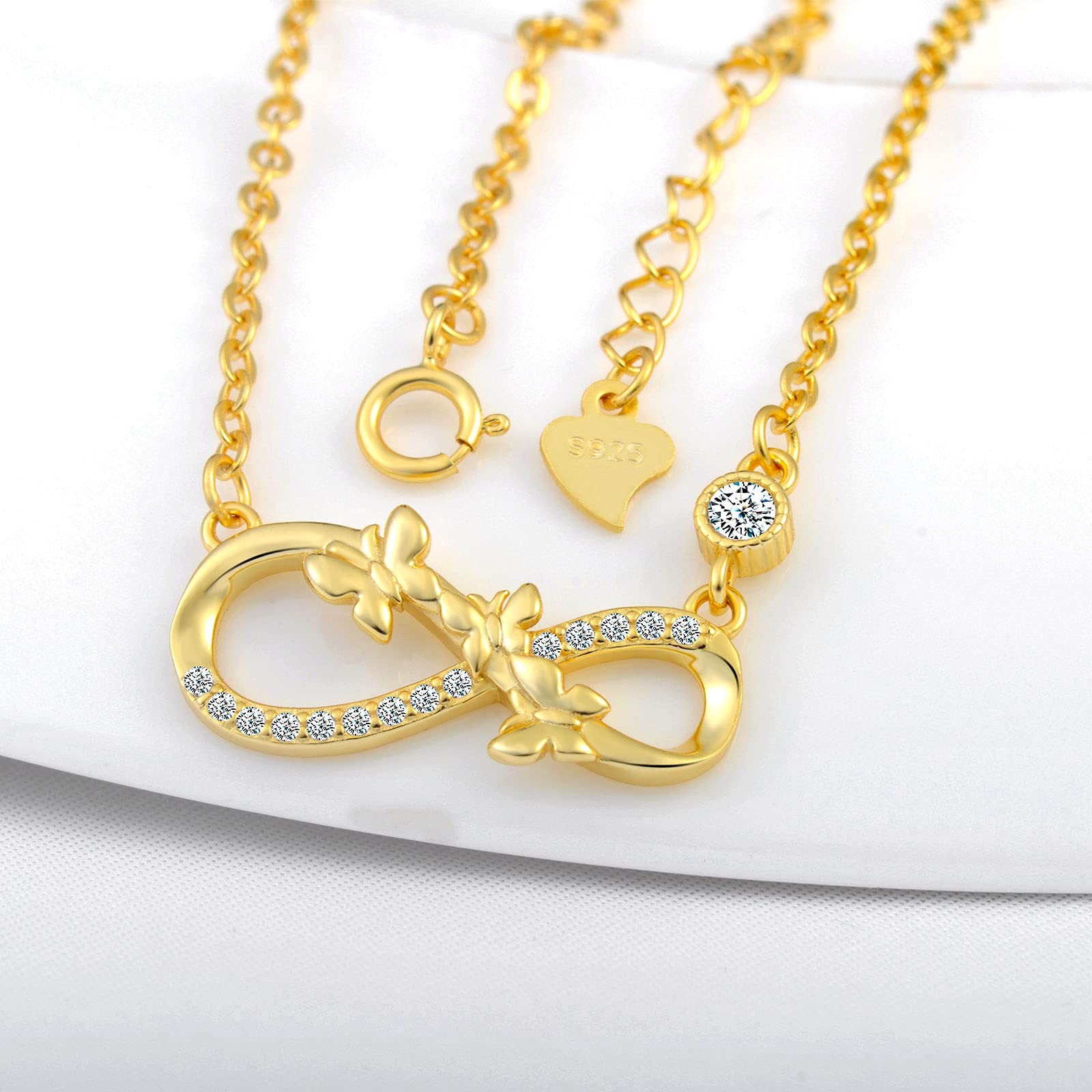INFINIONLY Fashion Collana Infinito Farfalla Argento 925 Oro