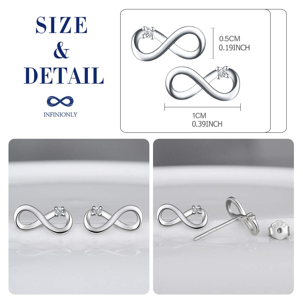 INFINIONLY orecchini argento 925 infinito zirconi perno