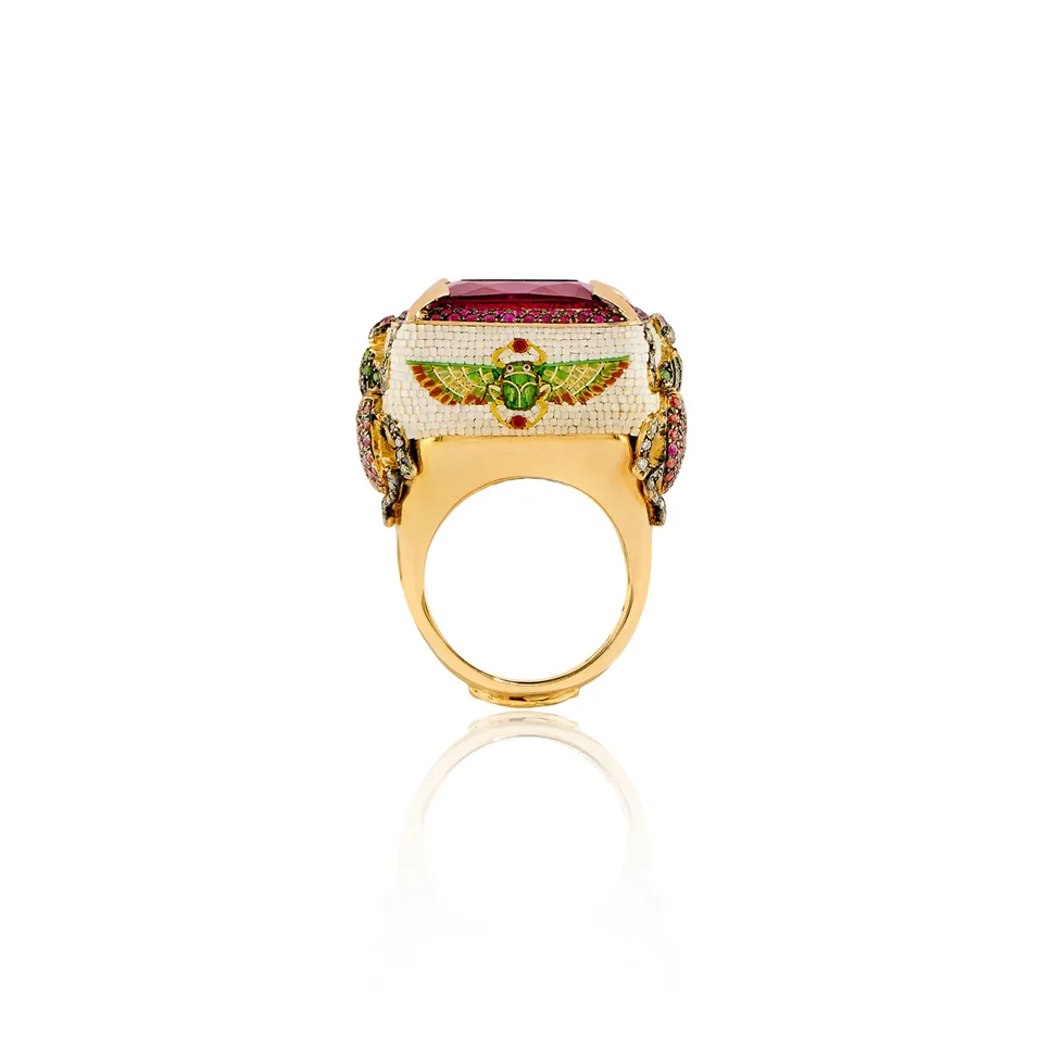 Le Sibille Horus Ring anello oro rubellite rubini