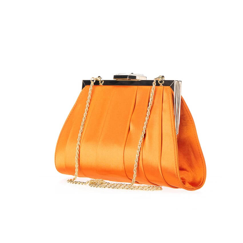 Chic Ad Hoc Pochette plissettata arancione chiusura gioiello